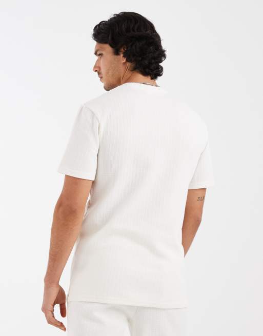 ONLY & SONS - T-shirt d'ensemble en maille texturée légère - Crème, 4 de 5