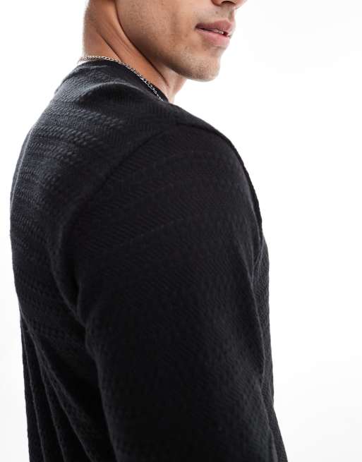 ONLY & SONS - T-shirt en maille texturée - Noir, 4 de 4