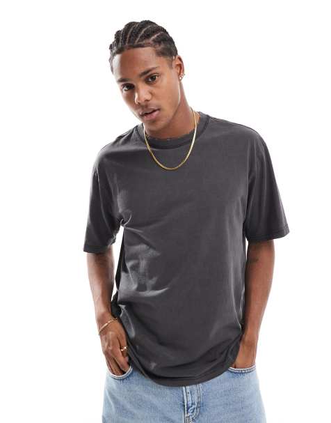ONLY & SONS – T-Shirt in Anthrazit mit Used-Details - view 1