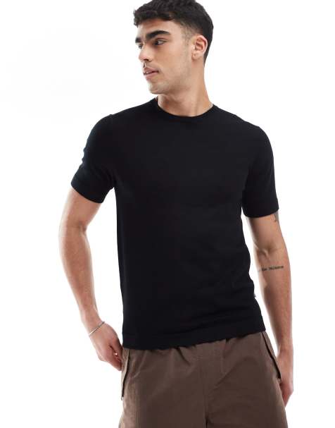 ONLY & SONS - T-shirt in maglia nera a maniche corte - view 1