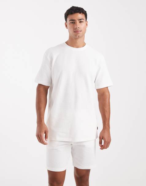 ONLY & SONS – T-Shirt in Weiß mit Waffelmuster, Kombiteil - view 1