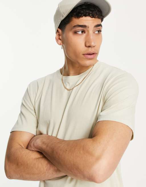 Only & Sons - T-shirt long à ourlet arrondi - Beige, 3 de 4