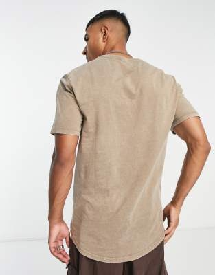 T-shirt lunga beige slavato con fondo arrotondato-Neutro - Only&Sons T-shirt donna  - immagine2