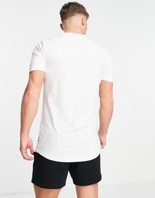 Only & Sons - T-shirt lunga bianca con fondo arrotondato, 4 di 4