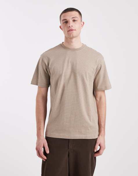 ONLY & SONS - T-shirt med gråbrune striber i afslappet pasform - view 1