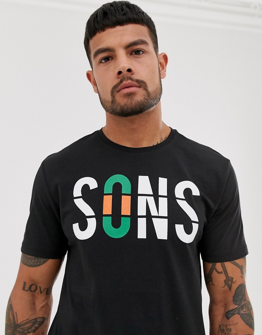 Only & Sons — T-shirt med slogan-Sort
