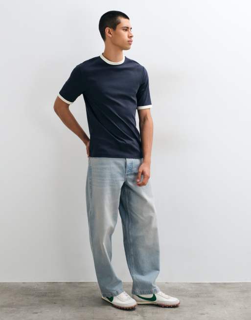 ONLY & SONS T-shirt met contrasterende boorden in navyblauw, 2 van 5