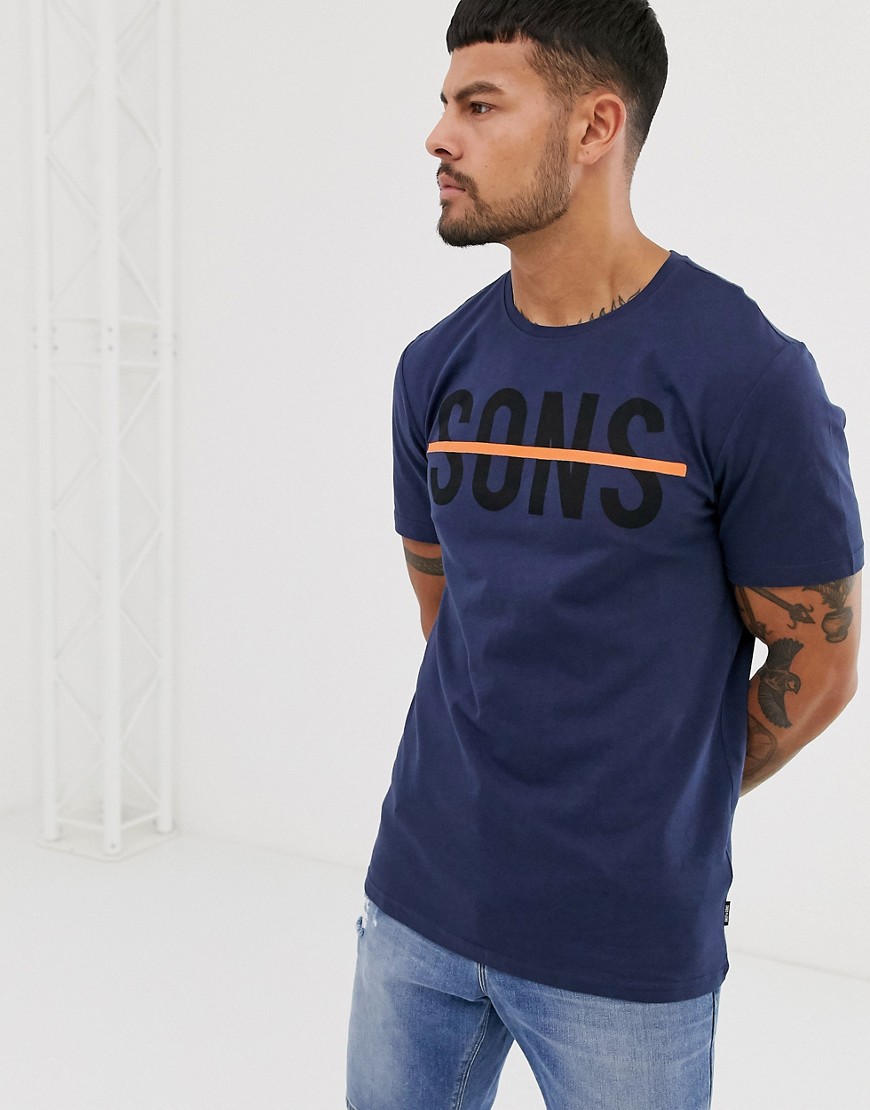 Only & Sons - T-shirt met logo in marineblauw
