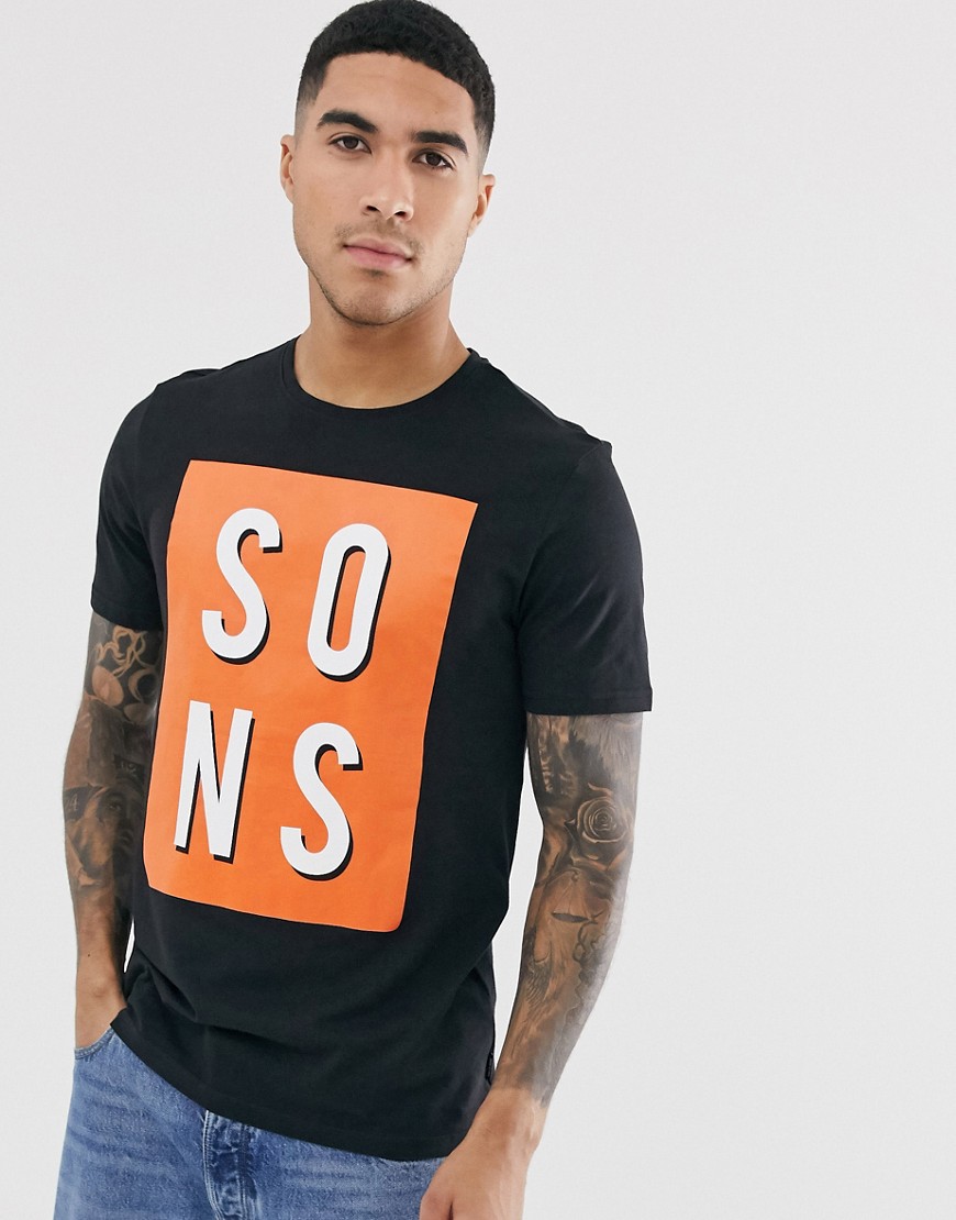Only & Sons - T-shirt met logo in zwart