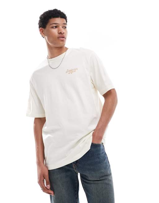 ONLY & SONS - T-shirt met oversized pasvorm en resort-print op de achterkant in crème