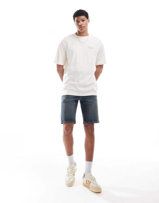 ONLY & SONS - T-shirt met oversized pasvorm en resort-print op de achterkant in crème