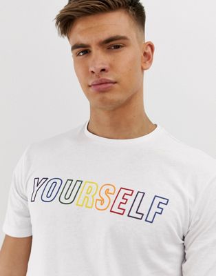 Only & Sons - T-shirt met regenboog en logo in wit