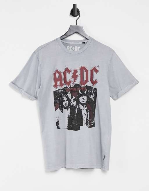 Only Sons T Shirt Mit Em Ac Dc Em Print In Grau Asos