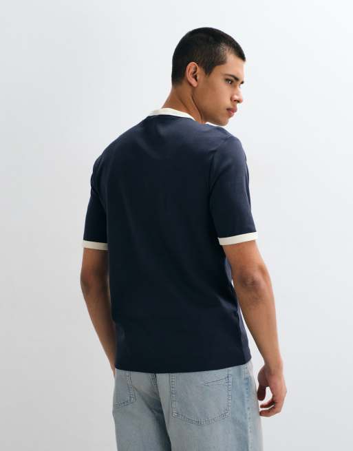 ONLY & SONS T-Shirt mit Kontrastbesatz in Marineblau, 4 von 5
