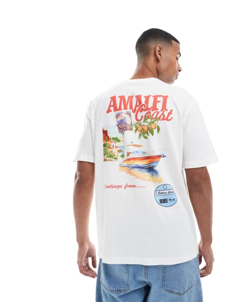 ONLY & SONS - T-shirt oversize avec imprimé Amalfi au dos - Blanc - view 1