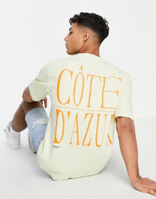 Only & Sons - T-shirt oversize avec imprimé Côte d'Azur au dos - Citron vert | ASOS