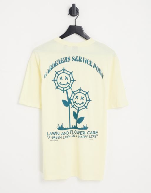 Only & Sons - T-shirt oversize avec imprimé fleurs au dos - Jaune pastel