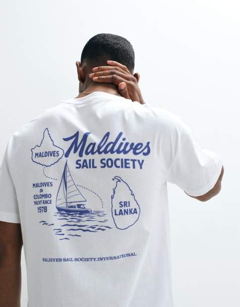 ONLY & SONS - T-shirt oversize avec imprimé Maldives au dos - Blanc - view 1
