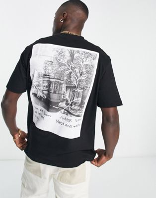 Only & Sons oversized t-shirt with Milan print in black  - ASOS Price Checker