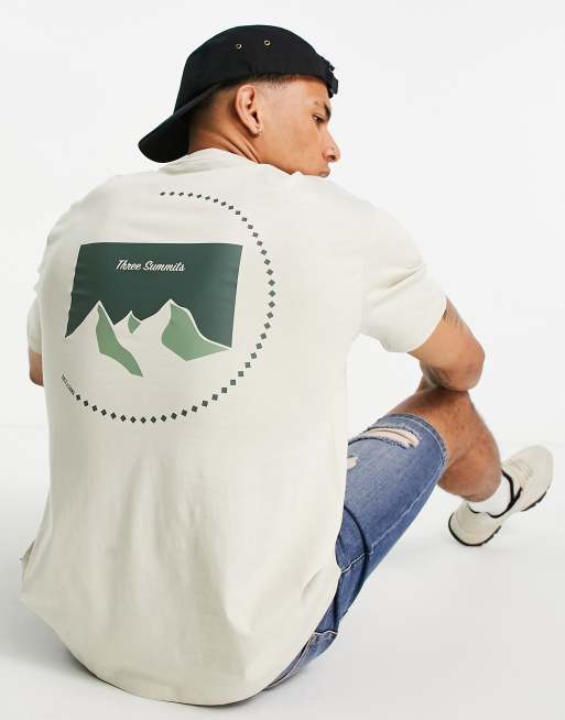 Only & Sons - T-shirt oversize avec imprimé montagne au dos - Taupe