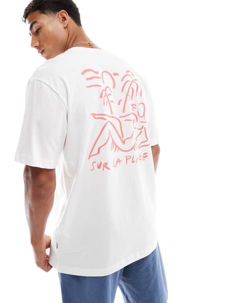 ONLY & SONS - T-shirt oversize avec inscription « Sur la plage » au dos - Blanc - view 1