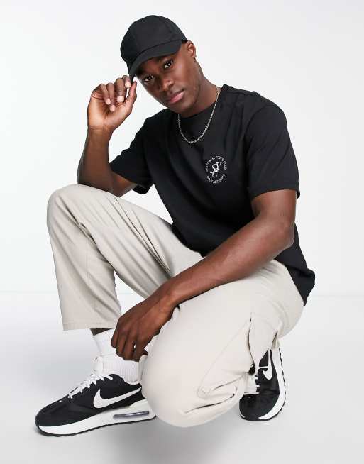 Only & Sons - T-shirt oversize avec logo brodé devant - Noir