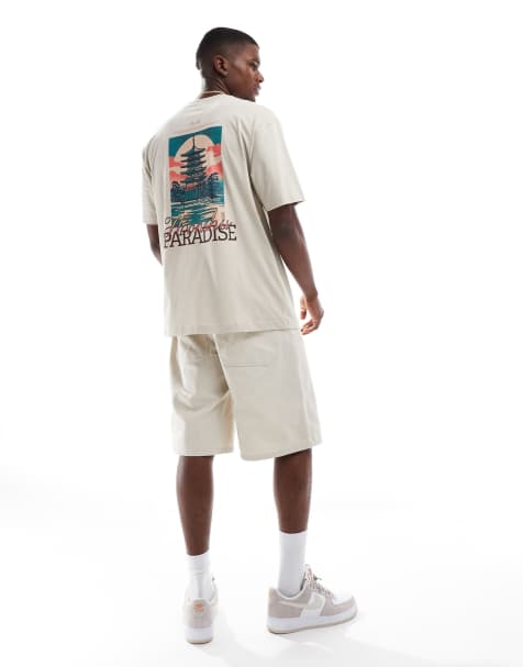 Only & Sons - T-shirt oversize beige con stampa "Paradise" sul retro - view 1