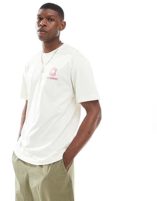 ONLY & SONS - T-shirt oversize beige con stampa "USA Tour" sul retro, 3 di 4