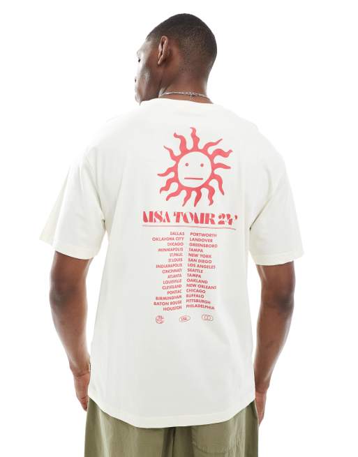 ONLY & SONS - T-shirt oversize beige con stampa "USA Tour" sul retro, 4 di 4