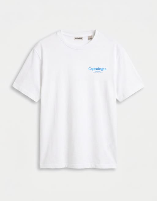 ONLY & SONS - T-shirt oversize bianca con stampa Copenhagen sul retro, 6 di 9