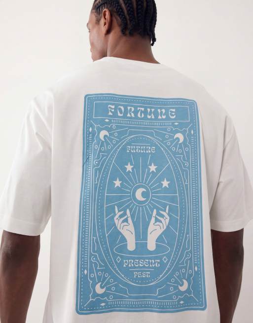 ONLY & SONS - T-shirt oversize bianca con stampa di chiromante sul retro, 3 di 5