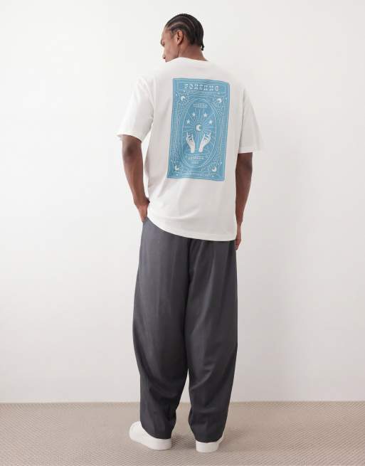 ONLY & SONS - T-shirt oversize bianca con stampa di chiromante sul retro, 4 di 5