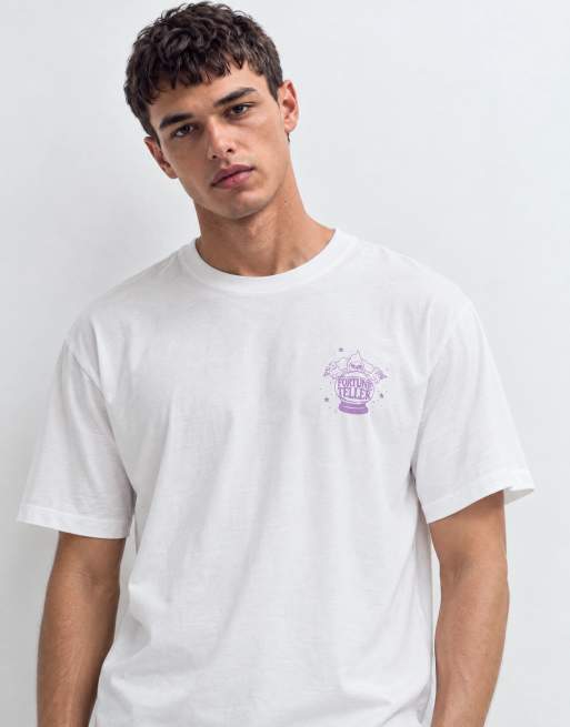 ONLY & SONS - T-shirt oversize bianca con stampa di chiromante sul retro, 7 di 8