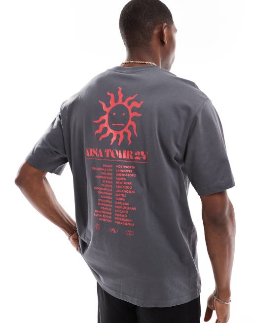 ONLY & SONS - T-shirt oversize color antracite con stampa 