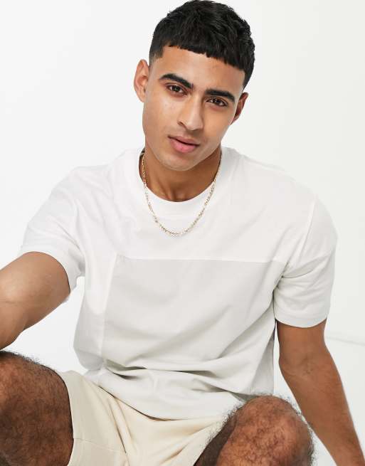 Only & Sons - T-shirt oversize color block bianca e grigia