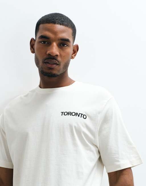 ONLY & SONS - T-shirt oversize color crema con stampa Toronto sul retro, 4 di 5