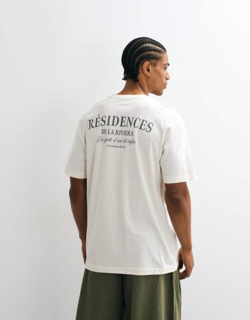 ONLY & SONS - T-shirt oversize color panna con stampa Residences sul retro