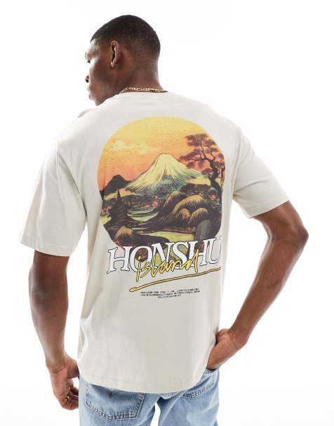 ONLY & SONS - T-shirt oversize color tortora con stampa "Honshu" sul retro - view 1