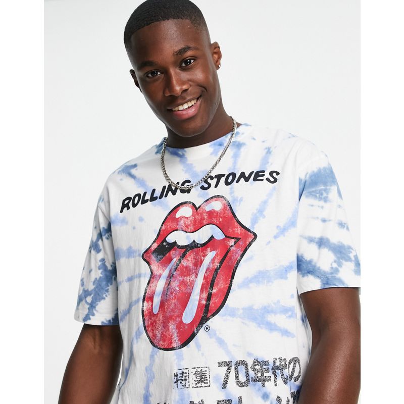 T-shirt e Canotte T-shirt stampate Only & Sons - T-shirt oversize con stampa dei Rolling Stones e motivo tie-dye