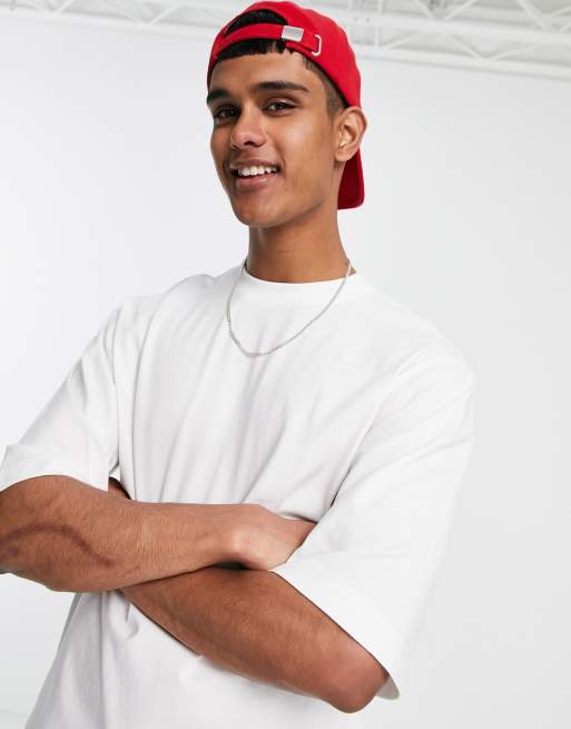 Only & Sons - T-shirt oversize in cotone bianca con mezze maniche - WHITE