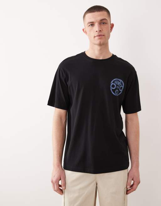 Only & Sons - T-shirt oversize nera con stampa di drago di Okinawa sul retro, 2 di 5