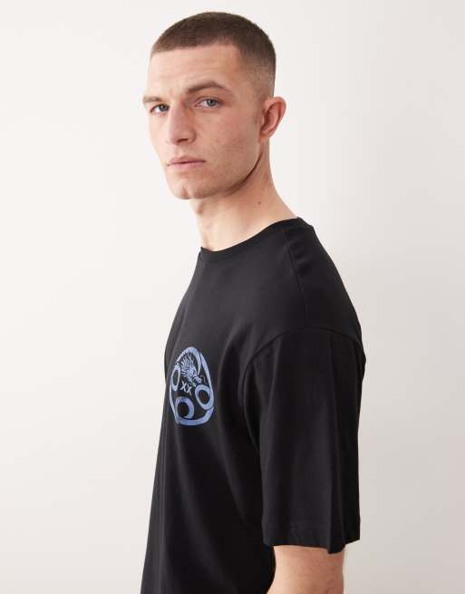 Only & Sons - T-shirt oversize nera con stampa di drago di Okinawa sul retro, 4 di 5