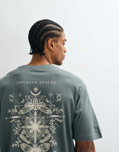 ONLY & SONS - T-shirt oversize verde scuro con stampa "Harmony" sul retro - view 1