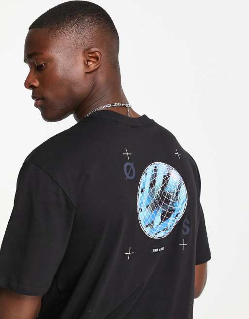 Only & Sons - T-shirt style décontracté à imprimé globe - Noir