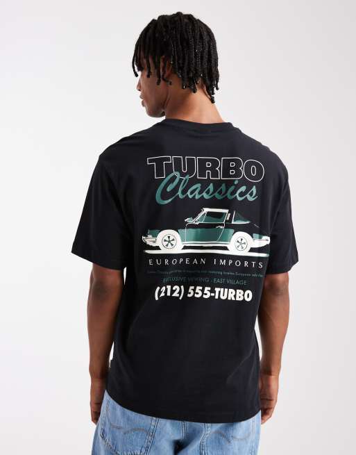 ONLY & SONS - T-shirt taglio comodo nera con stampa di auto vintage sul retro