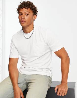 Only & Sons textured t-shirt in white  - ASOS Price Checker