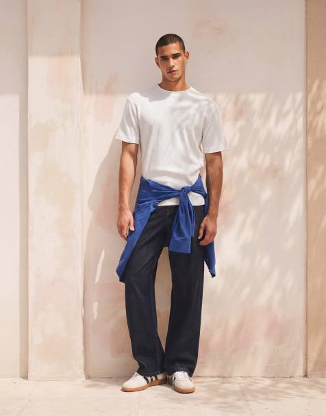 ONLY & SONS - T-shirt vestibilità comoda a nido d'ape bianca - view 1