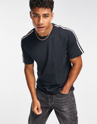 Only & Sons t-shirt with contrast taping detail in navy - ASOS Price Checker