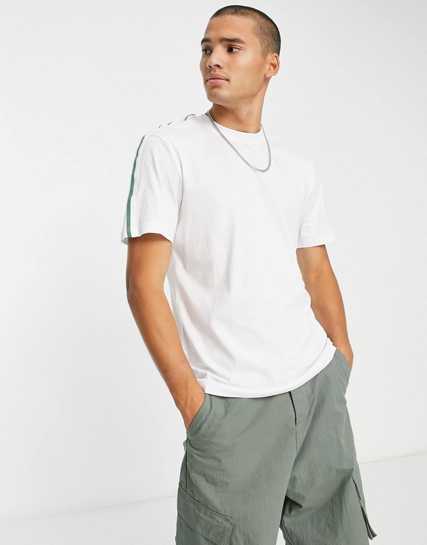 Only & Sons t-shirt with contrast taping detail in white