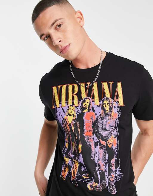 overdrijving Op en neer gaan Misverstand Only & Sons t-shirt with Nirvana print in black | ASOS